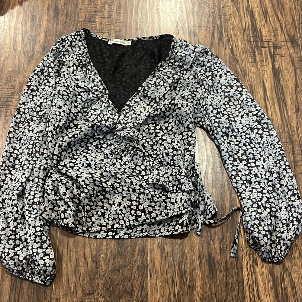 A&F ruffle tie blouse